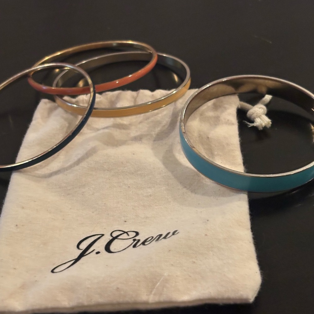 J. Crew Blue, Orange, and Gold Bangle Set